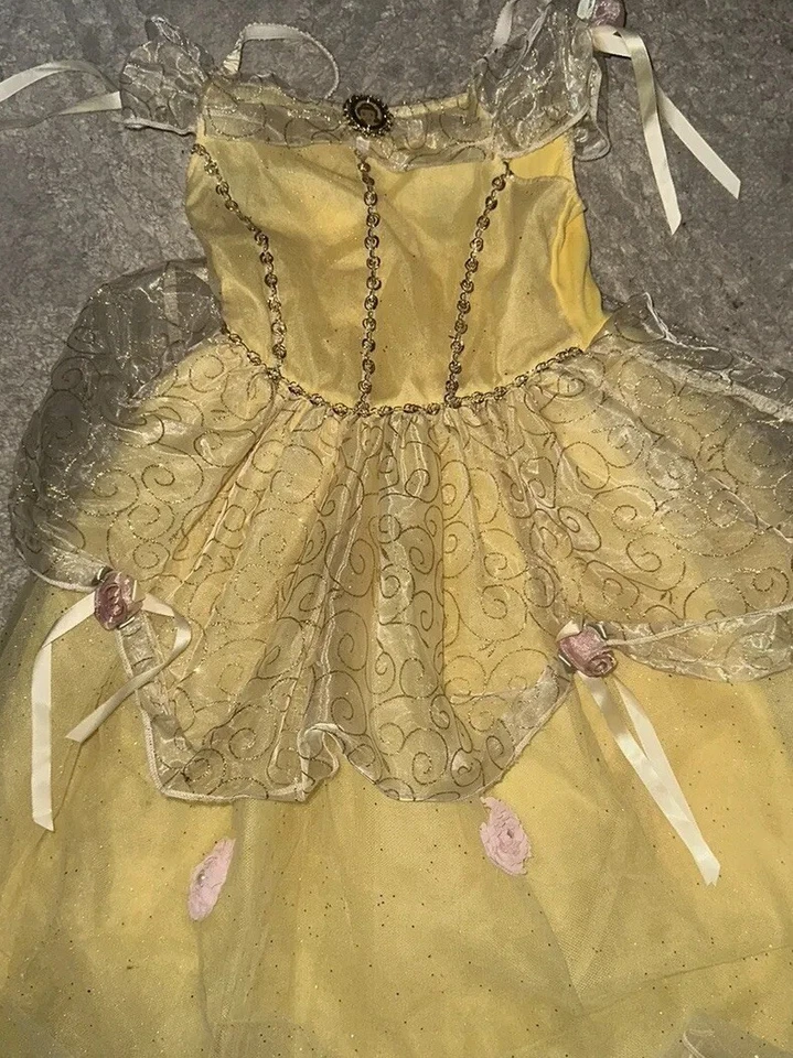 Girls Official Disney Dress Belle Beauty & The Beast XS 4/5 Gorgeous Detail - Image 2 of 4