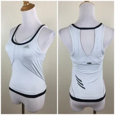 ADIDAS Very Light Blue Black Clima Cool Shelf Bra Active Tank Top Women sz Small