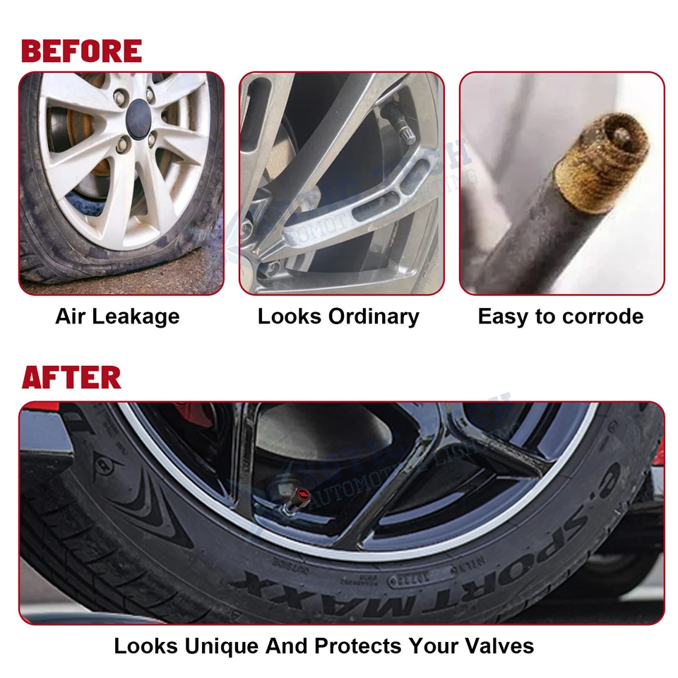 Tapas de vástago de válvula de neumático de aluminio rojo para Dodge Challenger Charger Durango Avenger Foto 2 de 4