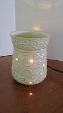Ceramic IVORY SWIRLS ELECTRIC Corded WAX WARMER