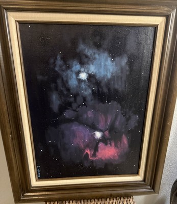 Trifod Nebula in Sagitterius Signed Framed Oil Painting 32x26 