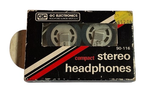 Vintage GC Electronics Compact Stereo Headphones 90-116 Unused Include Adapter. - Picture 1 of 8