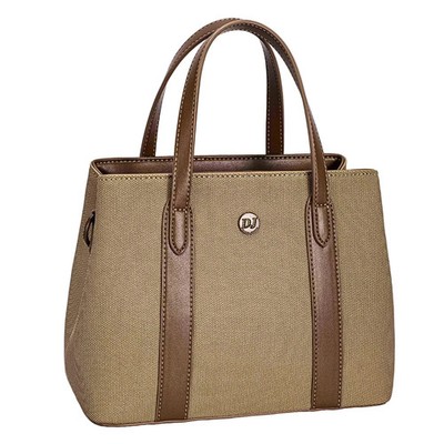 David Jones Canvas Tote Bag Women's Casual Medium Zipper Double Handles