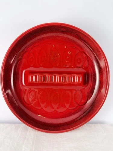 VTG Royal Haeger USA Red Atomic Black Speckled Glaze Ceramic Ashtray MCM R1894