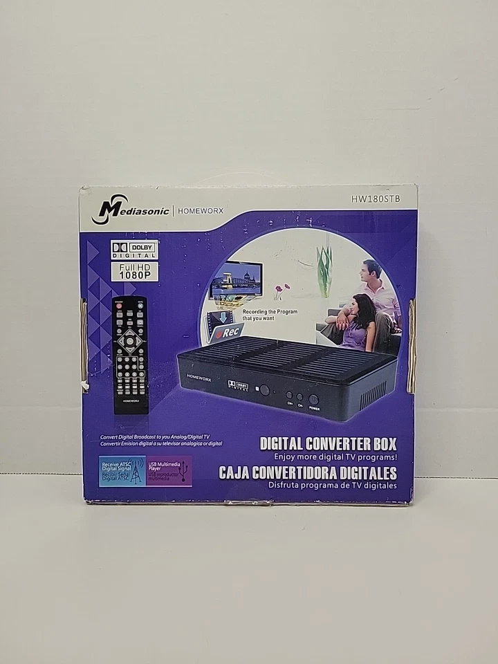 Homeworx HW250STB Digital TV Converter Box Model 1080P HDMI USB Recording - Image 2 of 4