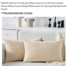 4 Lumbar Decorative Throw Pillow Covers 20" x 12" Pack of 4 Neutral Cream .