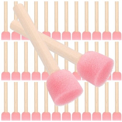 40 PCS 0.8 Inch Round Sponge Foam Paint Brush Wooden Handle Stippling DIY Kit