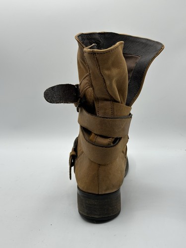 Steve Madden Womens 10.5 M Yale Boot Moto Brown Leather Distressed Boho Buckle - Picture 5 of 21