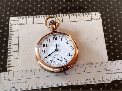 U24394 Hamilton Grade 936 Antique Railroad Dial American Running Pocket  G3D