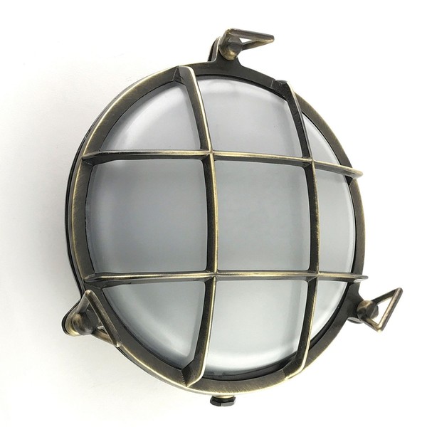 AußEnlampe Wandleuchte AußEn Rund Ø 24 Cm IP64 Messing Antik Weiß E27 Rostfrei-image