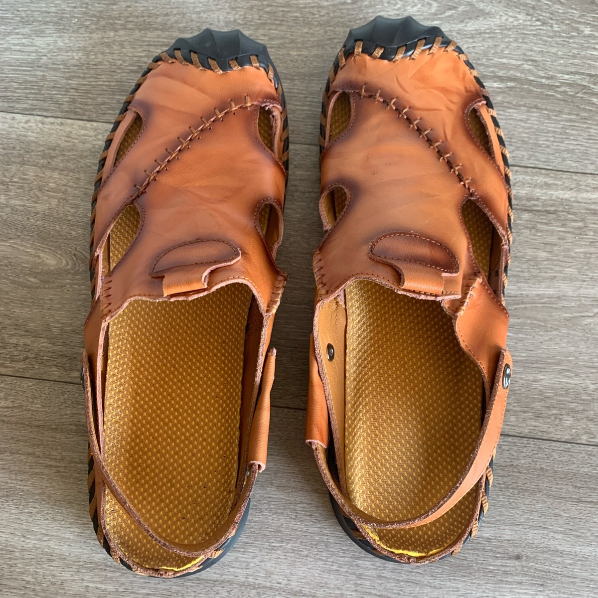 HSY Fashion 100% Caoutchouc Leather Closed Toe Sandals HSY Fashion 100% Caoutchouc Leather Closed Toe Sandal Brown  main image 3