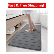 Elegant Grey Memory Foam Bath Mat 60"x24" - Absorbent  Soft for Anytime Comfort