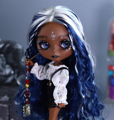 Custom OOAK Blythe Doll 1/6 Joint 30cm Hand Painted Super Black Skin Matte Face