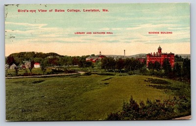 Postcard ME Birds Eye View Of Bates College Lewiston Maine AZ10