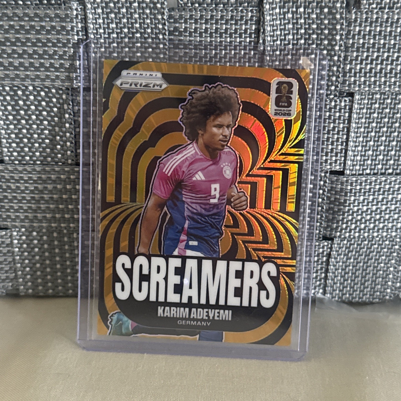 Karim Adeyemi 2026 Panini Prizm FIFA World Cup Screamers Gold Prizm /10 view 1