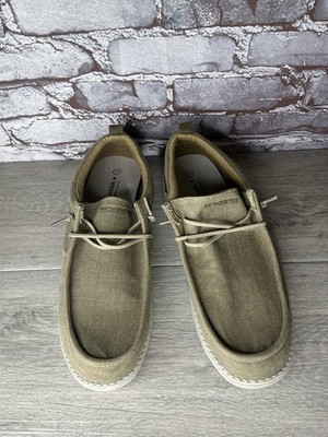 1TAZERO Khaki Brown Casual Loafers Canvas Walking Shoes Women s Sz 11M US/44EU