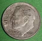 1961-P Roosevelt 90% Silver Dime Brilliant Circulated with Free Shipping