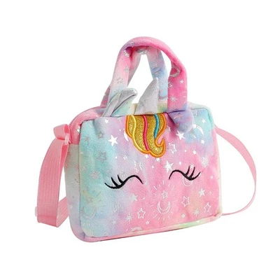 Plush Unicorn Crossbody Bag for Girls Kids Shoulder Purse Cute Student Gift Penc