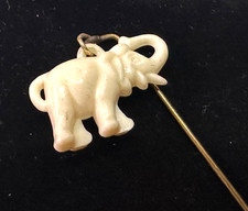 Vtg Costume White Elephant Gold Tone Stick Pin Jewelry Lot E