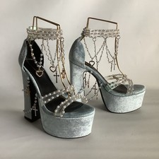 Dolls Kill x Sugar Thrillz Holy Revelation Platform Heels in Baby Blue - 8M
