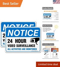 2 Pack Weatherproof Video Surveillance Signs - Rust-Free Aluminum 7x10 Inches
