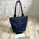Yves Saint Laurent YSL Mini Tote Handbag Navy Nylon Leather