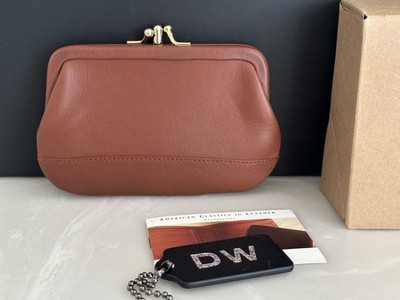 COACH VINTAGE DOUBLE KISSLOCK BRITISH TAN COIN/CHANGE PURSE CLUTCH