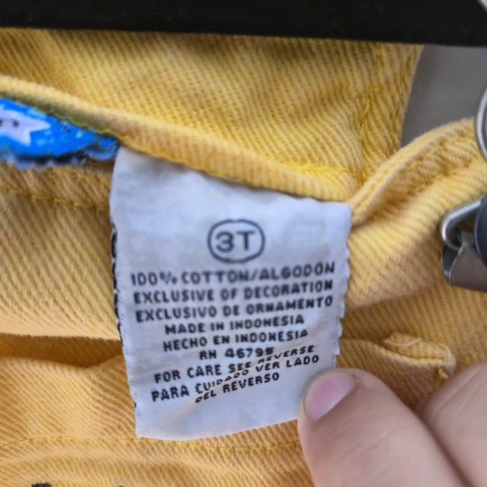 РЕДКИЙ винтажный Rugrats 1998 Nickelodeon джинсовой ткани комбинезон шорты детский размер 3T желтый - Изображение 4 из 4