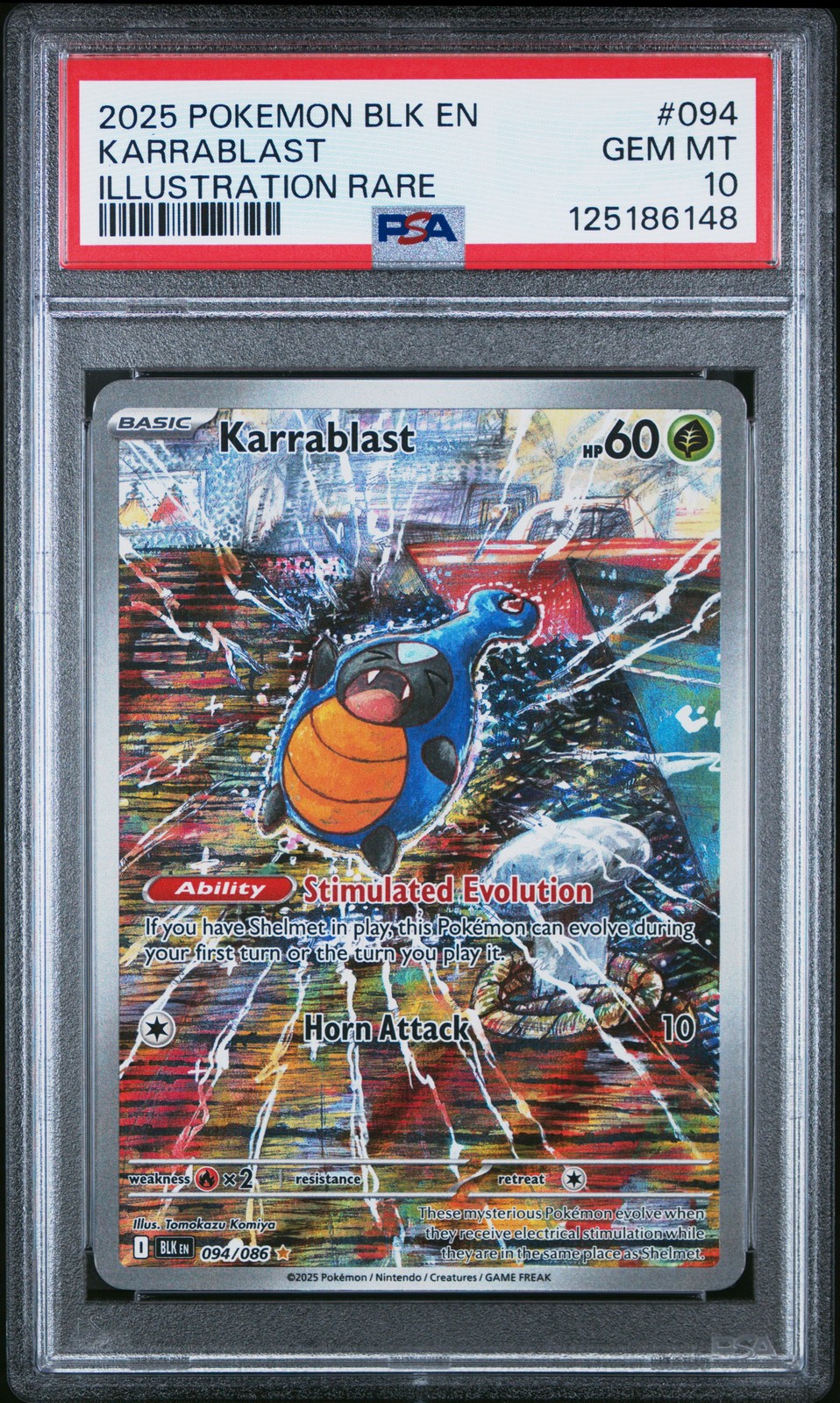 2025 POKEMON BLK EN-BLACK BOLT ILLUSTRATION RARE #094 KARRABLAST PSA 10