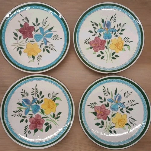 Vintage Stangl Country Garden Set of 4 Dinner Plates 10” Red Yellow Blue Flowers