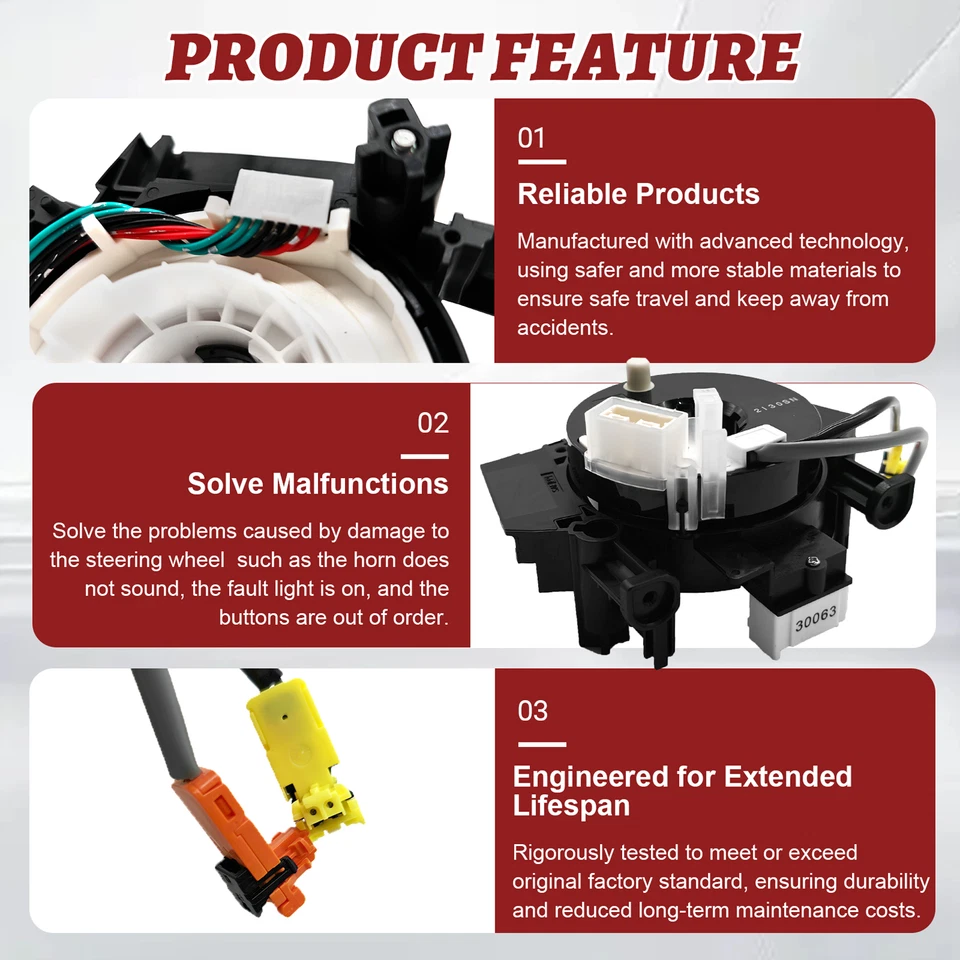 Resorte de reloj con cable espiral para Nissan Versa Murano Rogue B5567-CB66A 25567-ET025 Foto 3 de 4