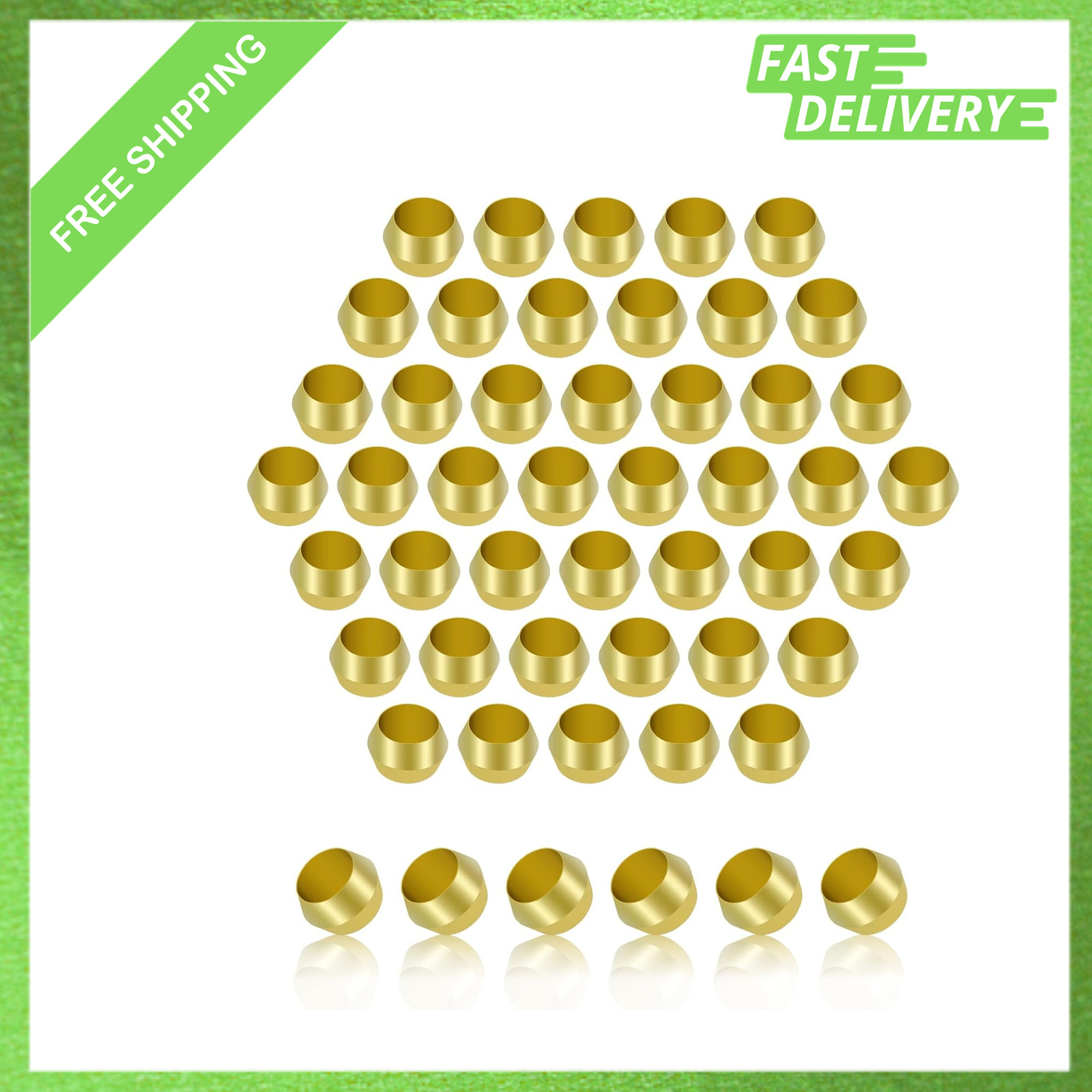 50 Pcs Brass Compression Fitting Sleeves Ferrules 1/4 Inch Tube OD Plumbing