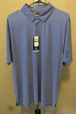 PGA TOUR Nautical Blue Stripe Performance Polo Shirt, NEW with 60 Tag, Size XL