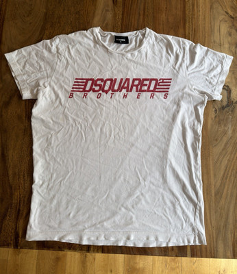 DSQUARED2 Herren T-Shirt XL Weiß Logo Kurzarm Rundhals Baumwolle Jersey