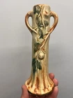 WELLER HIGH RELIEF WOODCRAFT APPLE TREE TRUNK VASE WITH 2 HANDLES  7”
