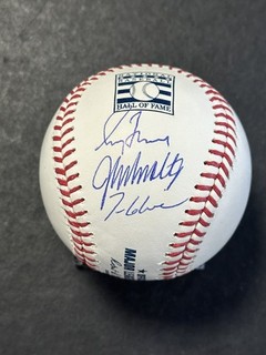 Greg Maddux John Smoltz Tom Glavine HOF Signed OML Hall Of Fame Baseball BAS