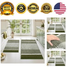 Sage Green Bathroom Rug Set 2 Piece Chenille 20x32 17x24