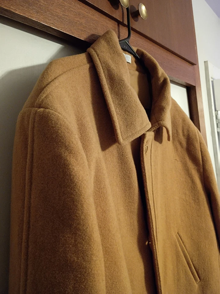 Jaqueta Irvine Park Masculina Marrom 100% Lã Casaco Ervilha Zíper Botões Tamanho Grande - Imagem 2 de 4