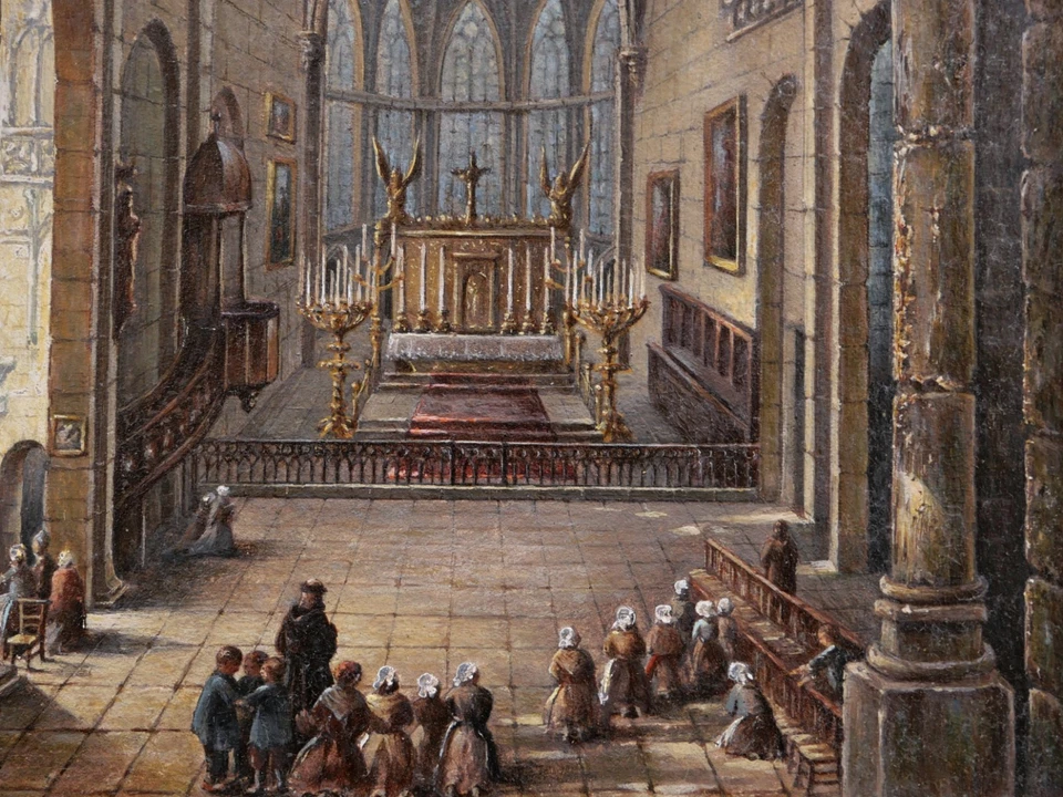 Dessin ancien tableau encadré intérieur église Notre-Dame Carce MARVEJOLS Lozère - Photo 4/4