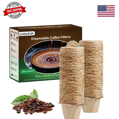 300 Count Disposable K Cup Filters, Coffee Filter Paper for Keurig Brewers Si...