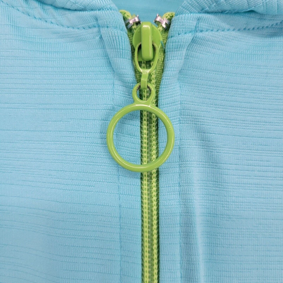 Sudadera con capucha vintage Y2K Mossimo para mujer talla L cremallera completa azul claro verde lima Foto 3 de 4