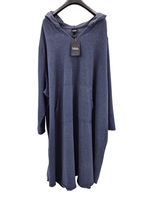 Ulla Popken Kleid Sweatkleid Gr. 62 / 64 Blau V-Ausschnitt Langarm Winterkleid