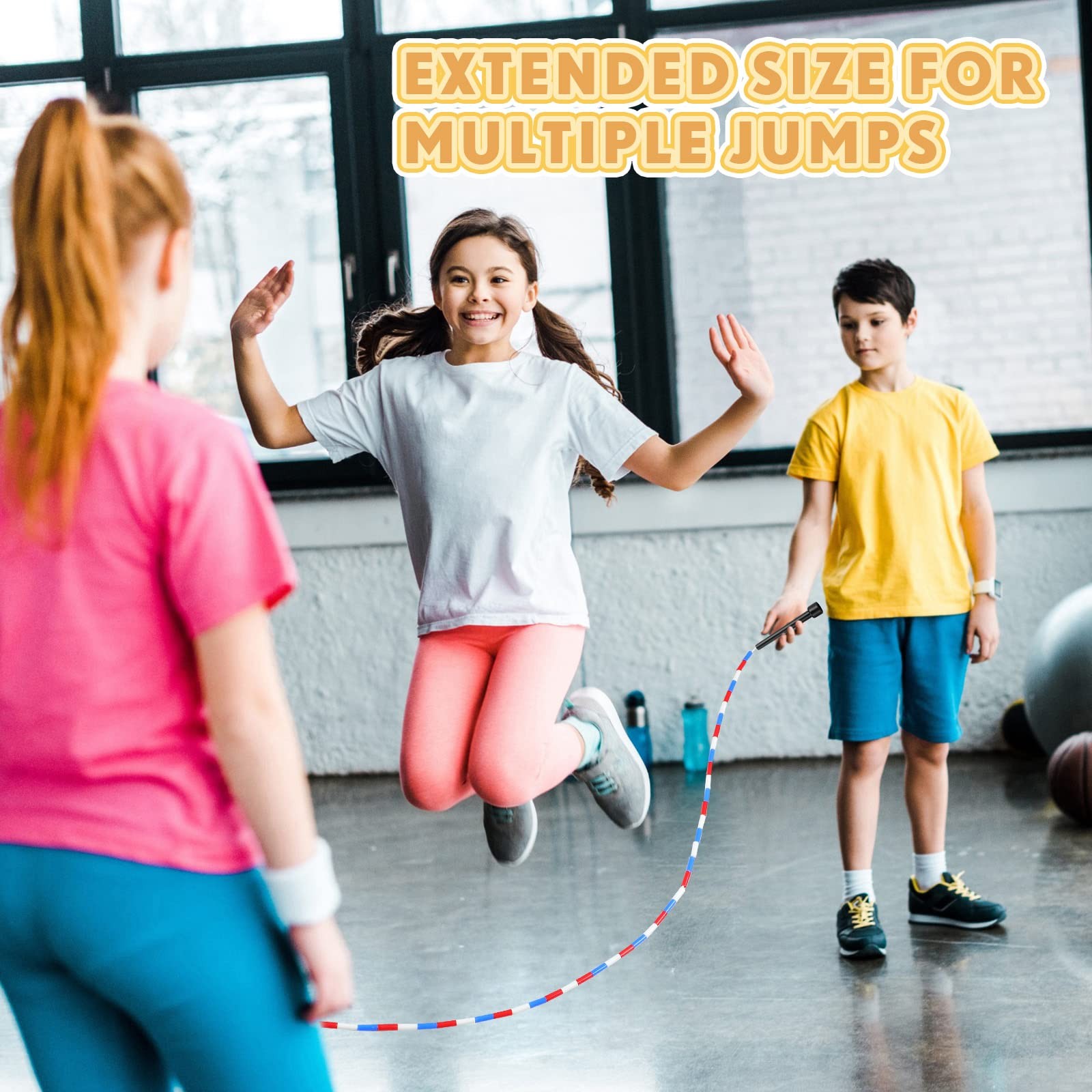 3 Pcs 16-foot Double Dutch Jump Ropes Bulk Segmented Skipping Colorful Beaded...