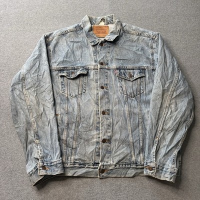 Vintage Levis Trucker Jacket Mens XL Blue Denim Western Made in USA Retro 90s