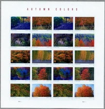 US 2024 MNH # 5929-5938c IMPERF NDC AUTUMN COLORS PANE OF 20 FOREVER STAMPS