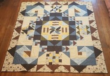 Joann's Rhythm & Blues/Brown 73 x 86 Full or Queen size Quilt Completed/Finished
