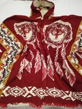 100 Alpaca Wool Hooded Poncho Unisex All Seasons Boho Hippie XXL Made in Ecuador