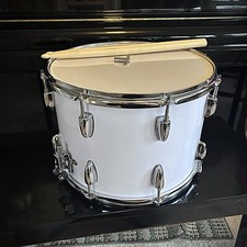 Marching Snare Drum 14x10 White with Poplar Shell Drum Sticks, Strap, Drum Key