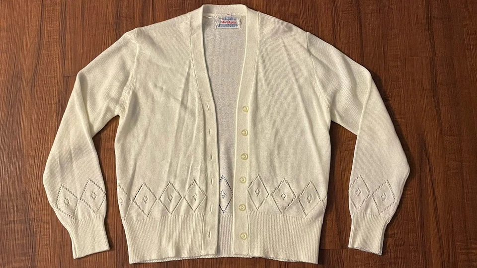 De colección 60’s MacHenry Marfil 2 piezas Conjunto Cárdigan Top Tejido Sin Mangas A Juego Para Mujer’s L Foto 3 de 4