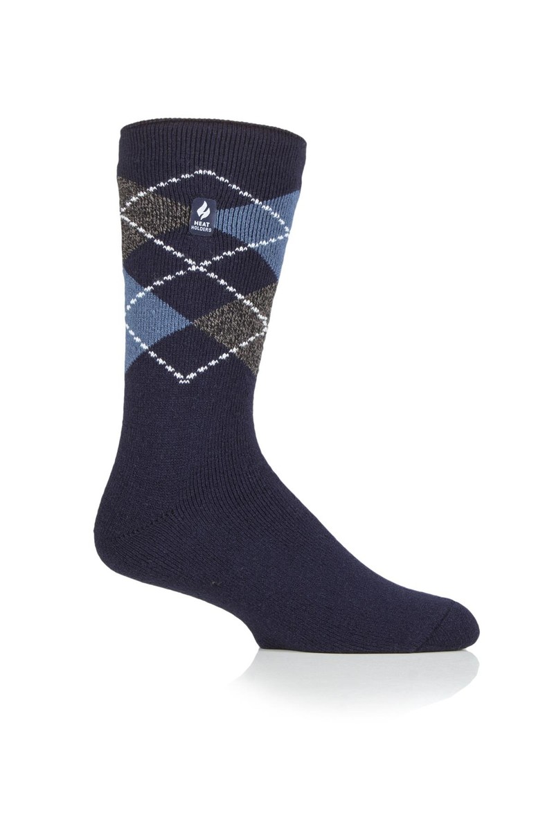 Heat Holders Mens Lyon Lite Crew Argyle Navy UK